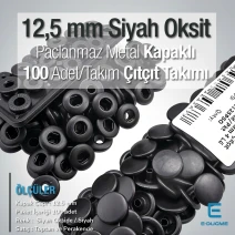12.5 mm 0.49" Slightly Domed Stainless Steel 54 System Snap Fastener Black Oxide Snap Button 100 Pieces / Pack ERCA00125PSO