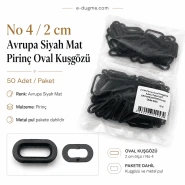 No 4 / 2 cm Avrupa Siyah Mat Pirinç Oval Kuşgözü 50 Adet EROV0020PRPKAO