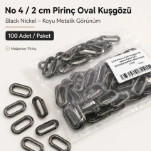 No 4 / 2 cm Pirinç Oval Kuşgözü Black Nickel 100 Adet EROV0020PRPromo