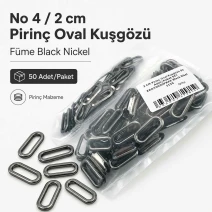 No 4 / 2 cm Pirinç Oval Kuşgözü Füme Black Nickel 50 Adet EROV0020PRPromo