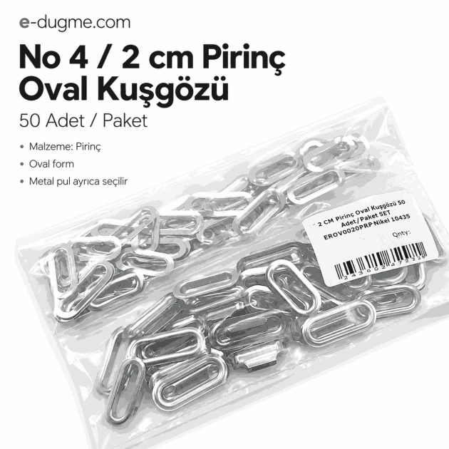 20 mm Brass Oval Eyelet for bags, shoes, and leather goods, 500 pieces