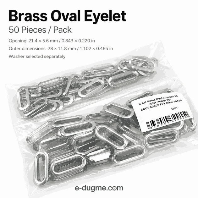 20 mm Brass Oval Eyelet for bags, shoes, and leather goods, 500 pieces