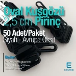 2,5 cm Siyah Mat Pirinç Oval Kuşgözü 50 Adet – EROV0025PRPKAO