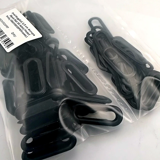 2,5 cm Siyah Mat Pirinç Oval Kuşgözü 50 Adet – EROV0025PRPKAO