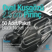 2,5 cm Füme Black Nickel Pirinç Oval Kuşgözü 50 Adet – EROV0025PRPKBN