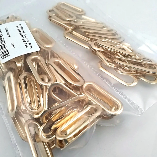 2,5 cm Gold Pirinç Oval Kuşgözü 50 Adet – EROV0025PRPKGLD