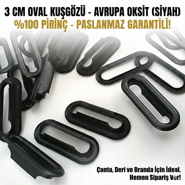Oval Kuşgözü 2,5 cm Avrupa Siayh Mat Pirinç 50 Adet/Paket EROV0025PRPromo1