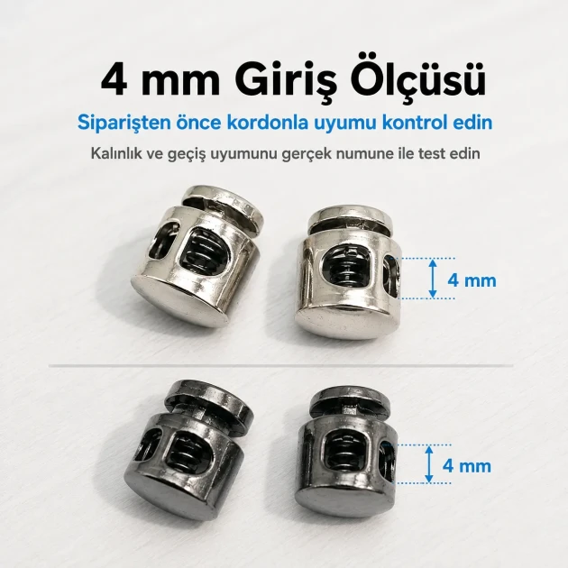 Double-Hole Mine-Style Plastic Cord Lock 4 mm / 0.16 in for sportswear and bags