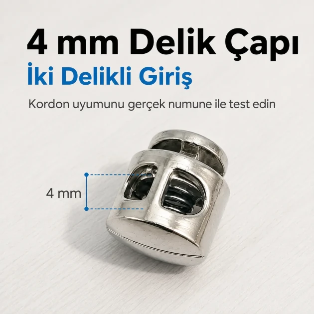 Double-Hole Mine-Style Plastic Cord Lock 4 mm / 0.16 in for sportswear and bags