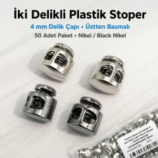 Double-Hole Mine-Style Plastic Cord Lock 4 mm / 0.16 in 50 Pcs H002808Promo