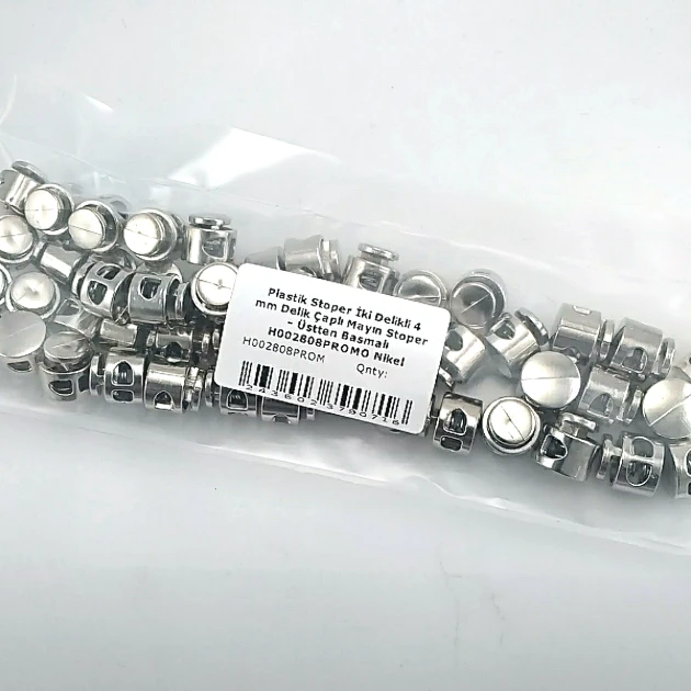 Plastik Stoper İki Delikli 4 mm Delik Çaplı Mayın Stoper 50'Lik Paket - Üstten Basmalı H002808Promo