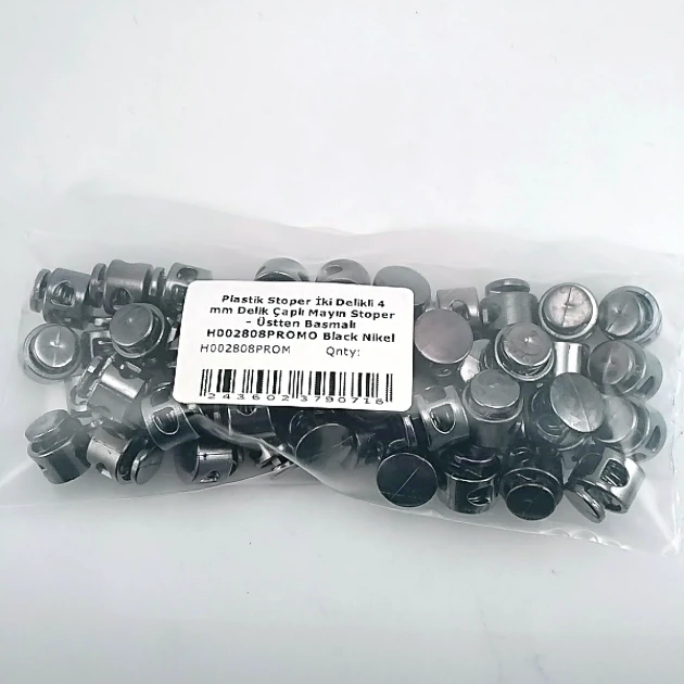 Plastik Stoper İki Delikli 4 mm Delik Çaplı Mayın Stoper 50'Lik Paket - Üstten Basmalı H002808Promo