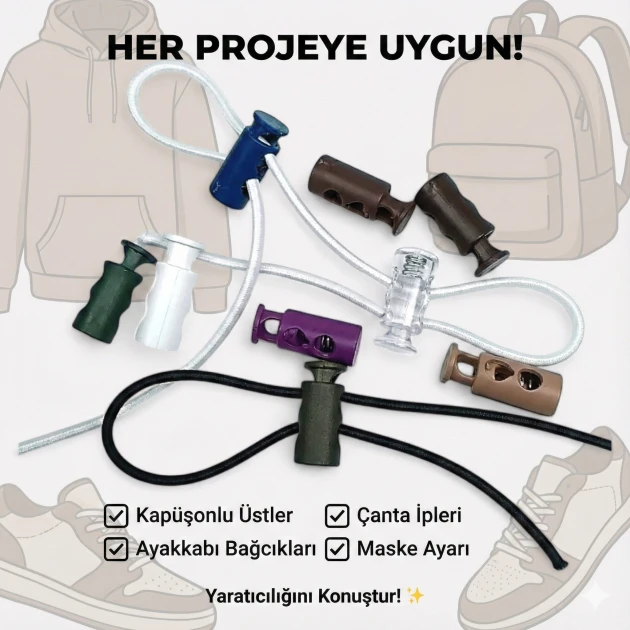 Plastik Stoper İki Delikli 4 mm Delik Çaplı 100 Adet/Paket Sade Model H004416Promo
