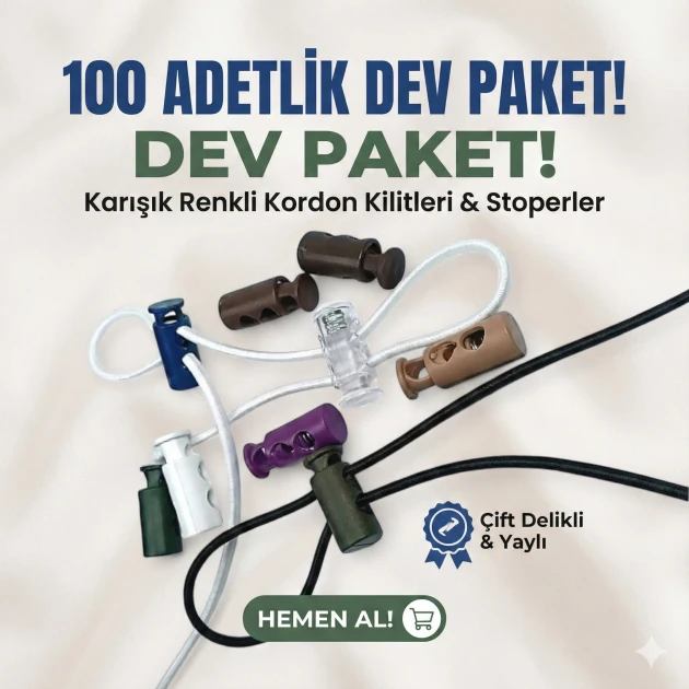 Plastik Stoper İki Delikli 4 mm Delik Çaplı 100 Adet/Paket Sade Model H004416Promo