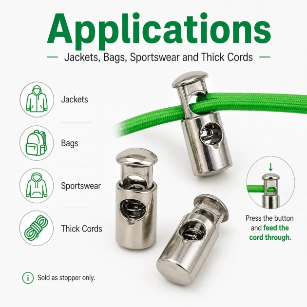 Tek Delikli Plastik Stoper 7 mm Kordon Girişli Üstten Basmalı 50 Adet H005010Promo - Plastik stoperler, kordon ve iplerin