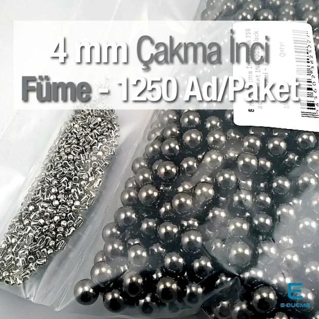4 mm 0.16" Imitation Pearls Black Nickel Color (1250 pieces / Pack) INC0004BN