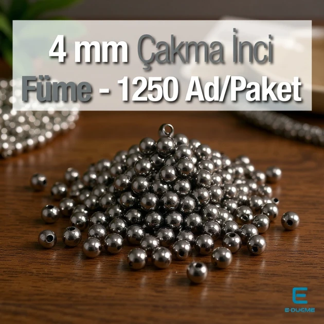 4 mm 0.16" Imitation Pearls Black Nickel Color (1250 pieces / Pack) INC0004BN