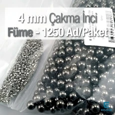 4 mm Çakma İnci Black Nikel Renk ( 1250 ad / Paket)  INC0004BN
