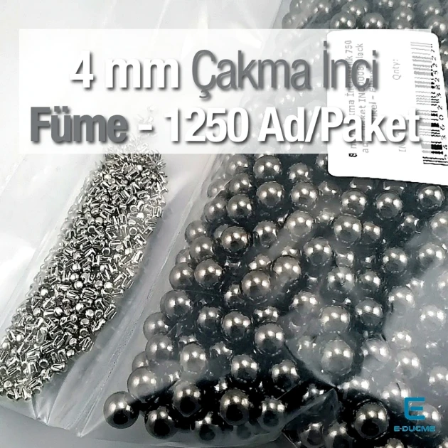 4 mm 0.16" Imitation Pearls Black Nickel Color (1250 pieces / Pack) INC0004BN