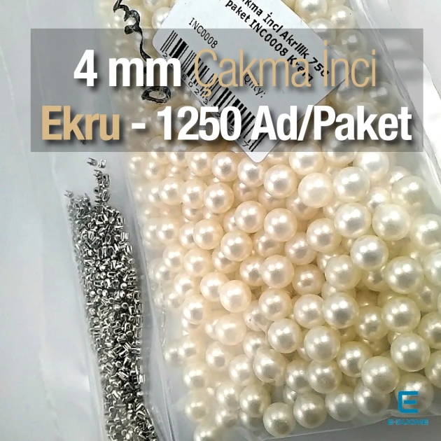 4 mm 0.16" Imitation Pearls Cream Color (1250 pieces / Pack) INC0004CRM