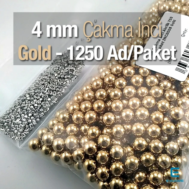 4 mm 0.16" Imitation Pearls Gold Color (1250 pieces / Pack) INC0004GLD