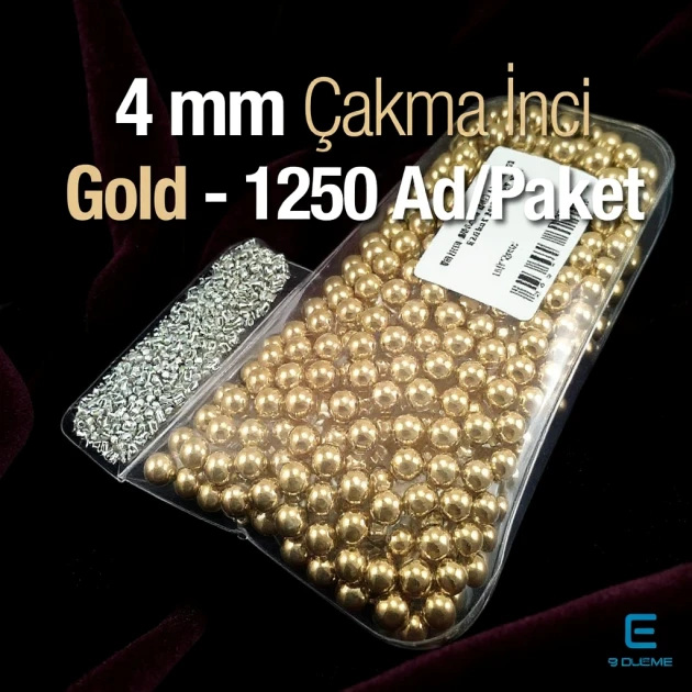 4 mm 0.16" Imitation Pearls Gold Color (1250 pieces / Pack) INC0004GLD