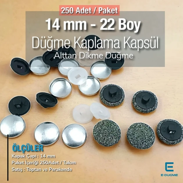 22 L 14 mm Fabric Cover Button with Sew-Through Shank, 250 Pcs/Pack – KAP0022