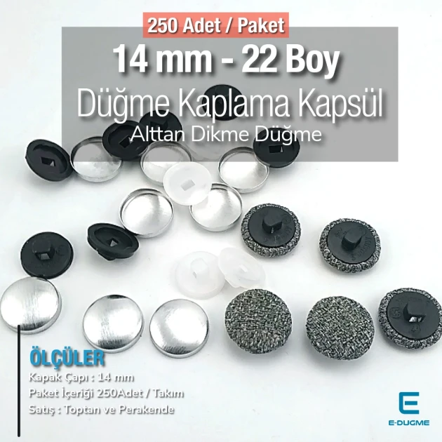 22 L 14 mm Fabric Cover Button with Sew-Through Shank, 250 Pcs/Pack – KAP0022