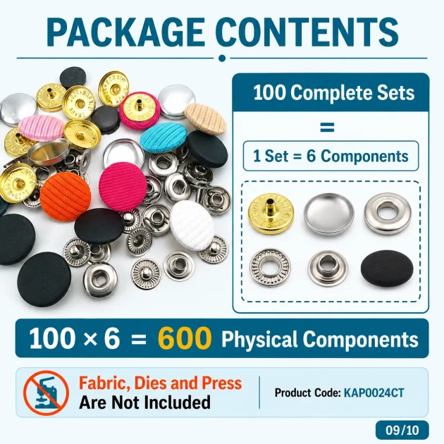 24L 15 mm fabric-covered snap fastener for jackets, coats, and accessories