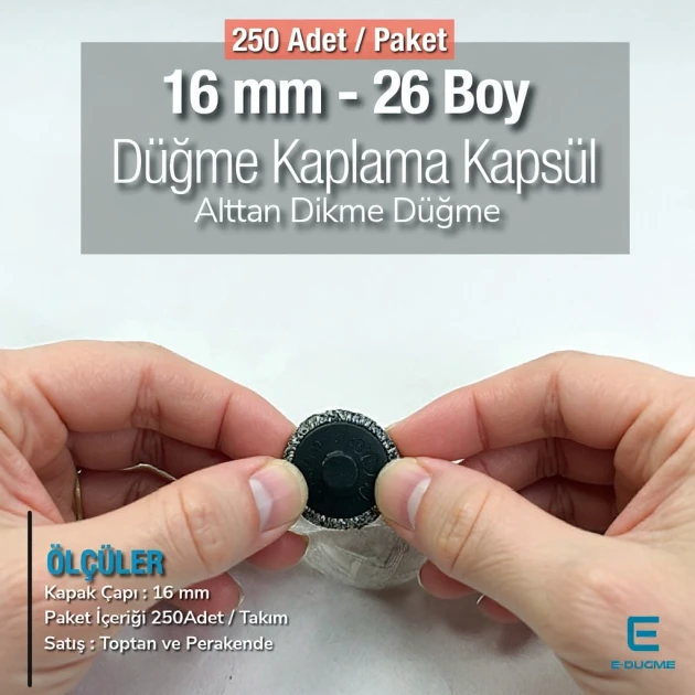 26 L 16 mm Fabric Cover Button with Sew-Through Shank, 250 Pcs/Pack – KAP0026