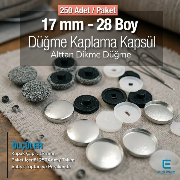 28 L 17 mm Fabric Cover Button with Sew-Through Shank, 250 Pcs/Pack – KAP0028