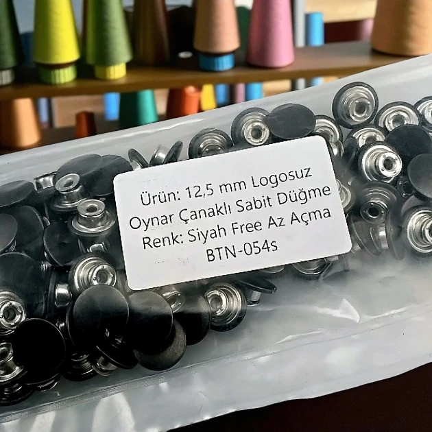 12,5 mm Kot Düğmesi Oynar çanaklı Metalik Siyah 150 Adet/Paket KD0012503PROMO