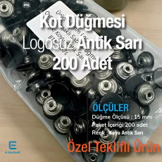15 mm Kot Düğmesi Oynar Çanaklı Koyu Antik Sarı 200 Adet/Paket KD001502PROMO