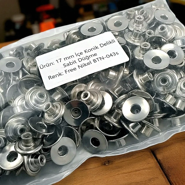 17 mm Kot Düğmesi Logosuz İçe Konik Delikli 300 Adet/Paket KD001701PROMO