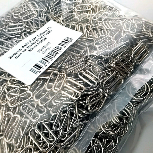 12 mm  Sütyen Askı Ayar Tokası ve Halkası Free Nikel 500 ad/Paket PBT0007PROMO