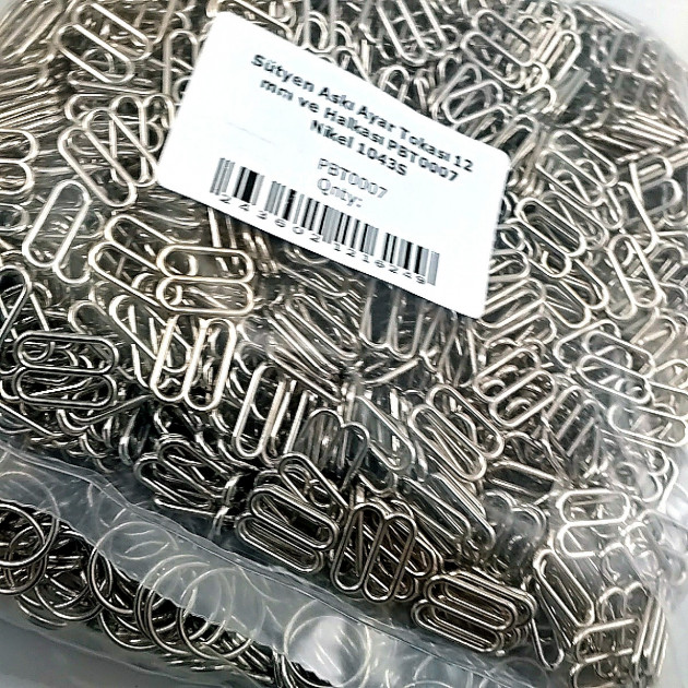 12 mm  Sütyen Askı Ayar Tokası ve Halkası Free Nikel 500 ad/Paket PBT0007PROMO