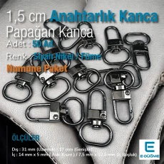 Anahtarlık Kanca 1,5 cm Siyah Nikel Renk Papağan Kanca 50 Adet /Paket A 546 PROMO1
