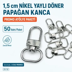 Nickel Spring Swivel Parrot Hook with 14 mm / 0.551 in Strap Loop, Pack of 50 A 546 PROMO2