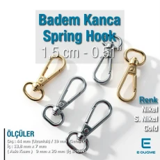 Bag Hook Special Plating 1.3 cm 0.51" Spring Swivel Hook - Almond Hook - Parrot Hook S 1918