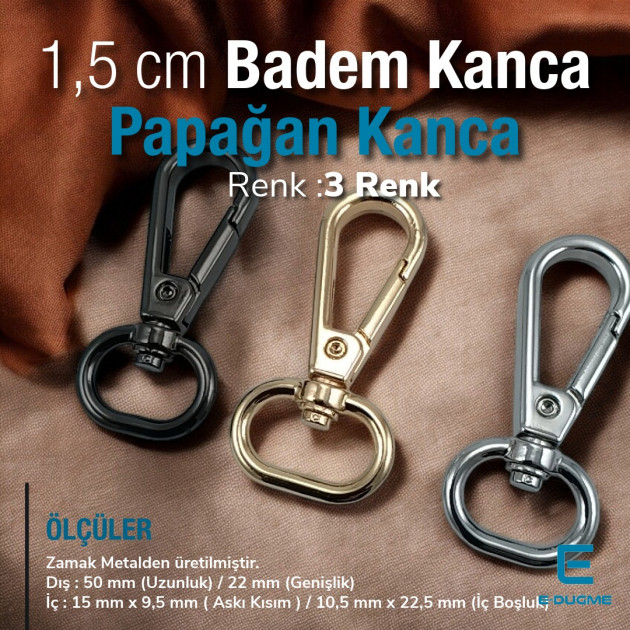 1.5 cm Bag Hook - Almond Hook - Parrot Hook - Spring Swivel Hook Special Coating S 20275