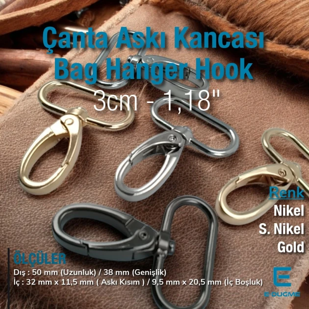 3 cm Scorpion Hook - Bag Hanger Hook - Spring Swivel Hook Special Coating Color S1759