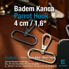 4 cm 1,6" Parrot Hook - Almond Hook - Spring Swivel Hook S25145