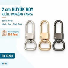 2 cm Büyük Boy Kilitli Papağan Kanca Zamak Metal SB 10208