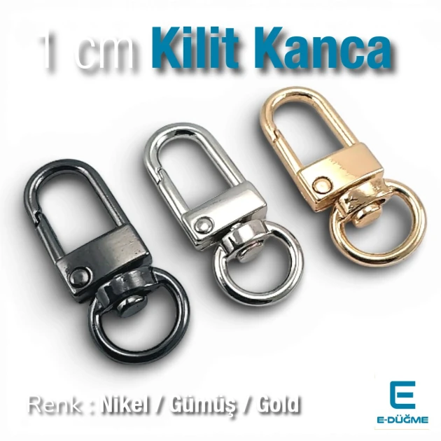 Keyring Hook - 1 cm 0,40" Locking Hook - Parrot Hook - Spring Swivel Hook SB 14296