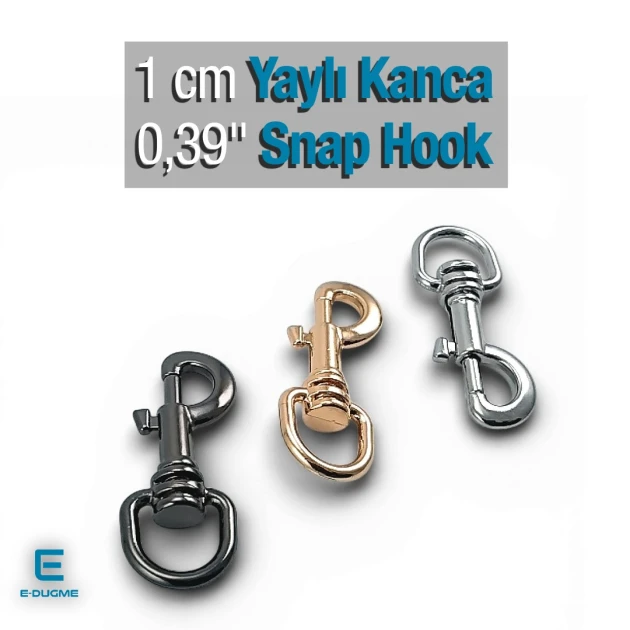 1 cm 0.39" Spring Swivel Hook - Keychain Hook - Sailor Hook SB 1763