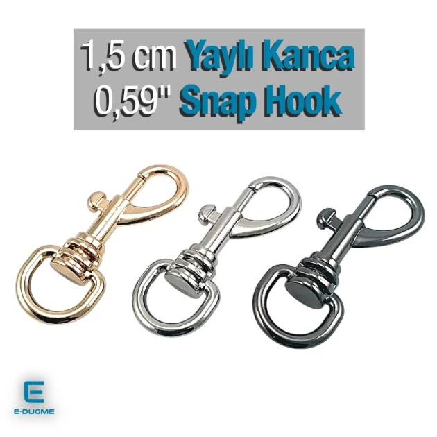 Keychain Hook 1.5 cm 0.59" - Sailor Hook - Spring Swivel Hook SB 1764