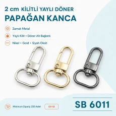 2 cm Kilitli Yaylı Döner Papağan Kanca Zamak Metal SB 6011