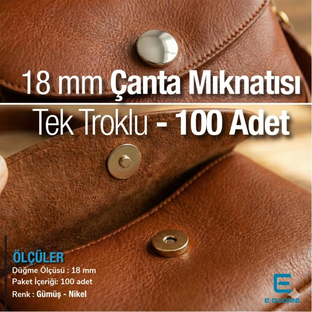Çanta Mıknatısı 18 mm Tek Taraf Troklu - Mıknatıslı Çanta ÇıtÇıtı Plus Kalite SB 10132