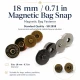 18 mm Standard Quality Magnetic Bag Snap Closure SB 2818 - Durable metal snap for bags, wallets, and DIY projects