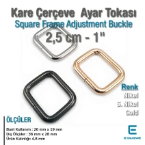 2.5 cm 0.98" Rectangular Buckle - Frame Buckle, Special Metal Plating - Thick Model SB 1215